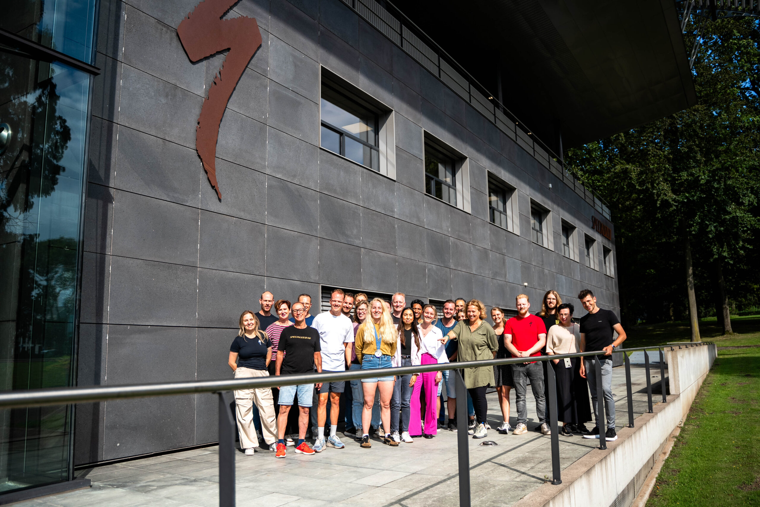 Group of People Outside Specialised Bike Shop
